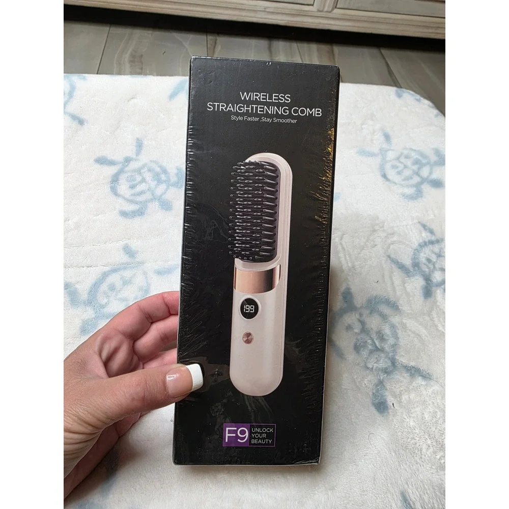 Wireless Hair‎ Straightening Comb F9 Portable Cordless USB Charging Black